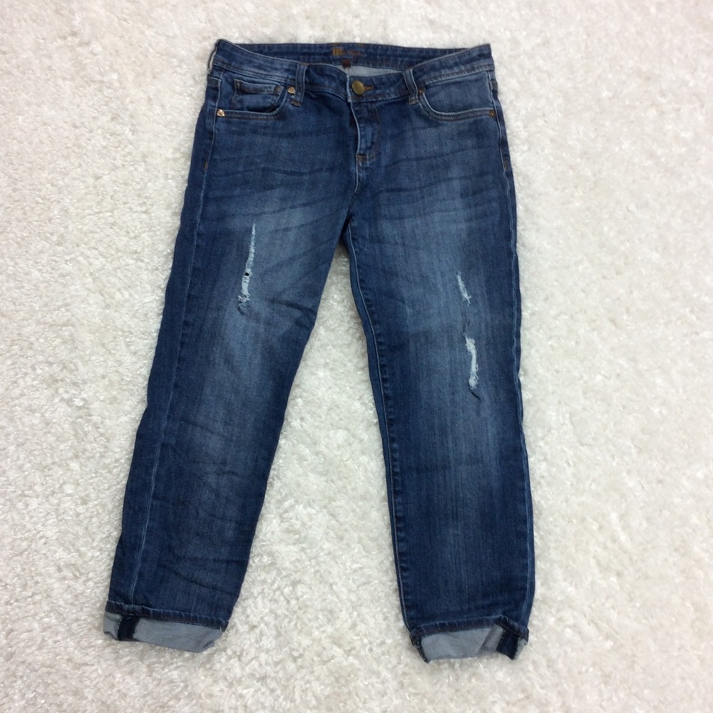 Kut from the Kloth Cropped Cuffed Distressed Jeans